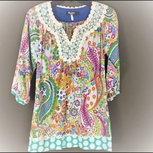 Cute Cotton Paisley/Polka Dots Tunic